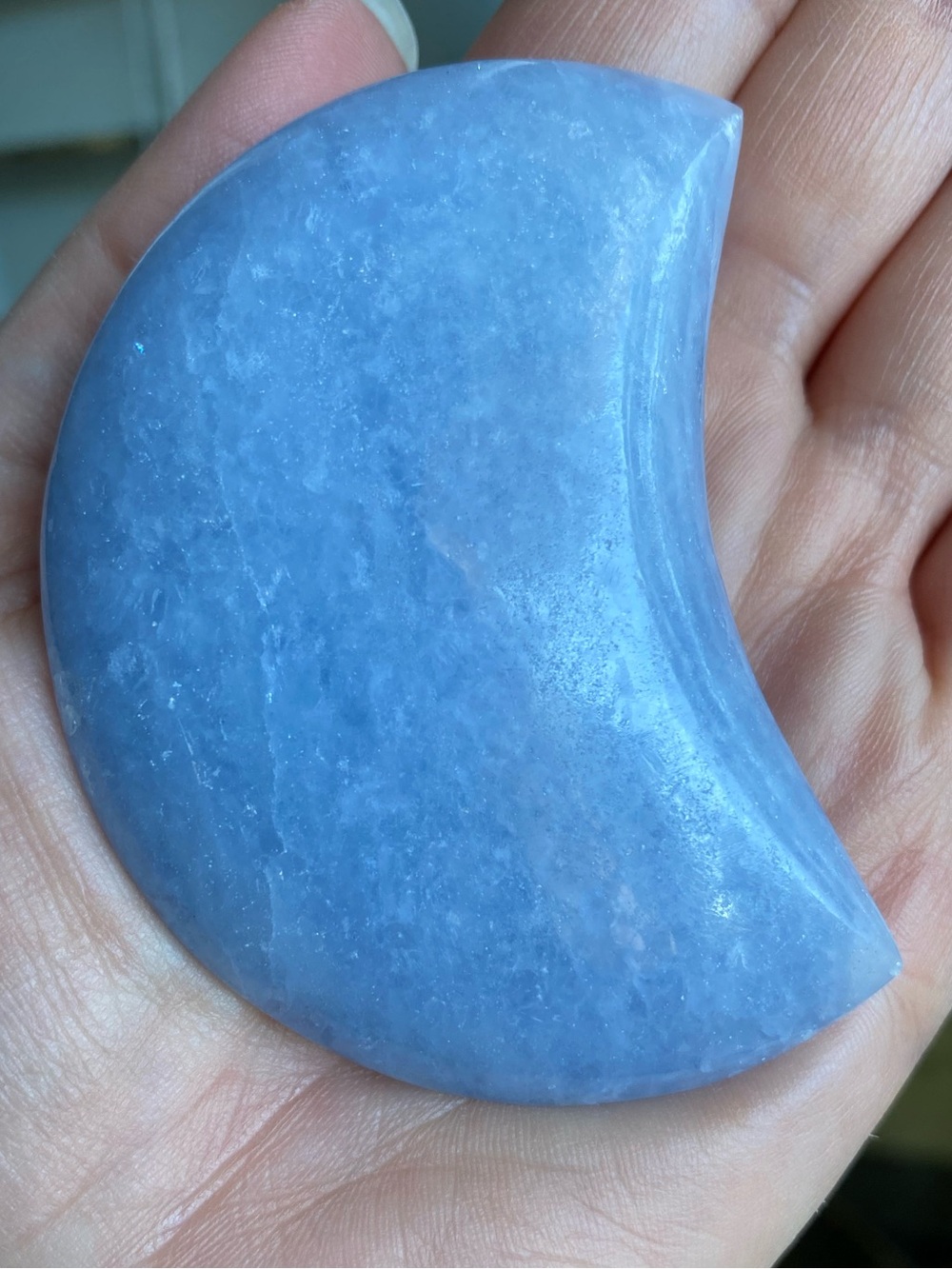 🌙💙 Celestite Moon — 2¾” Crystal Carving ✨